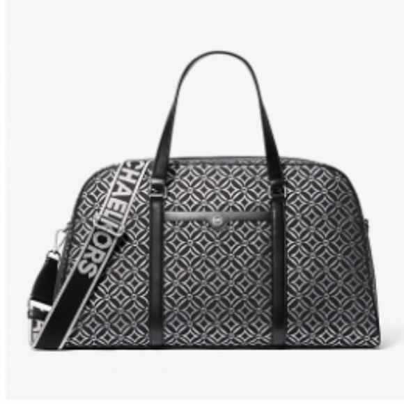 Jet Set Travel Extra-Large Metallic Logo Jacquard Weekender Bag - Picture 2 of 8